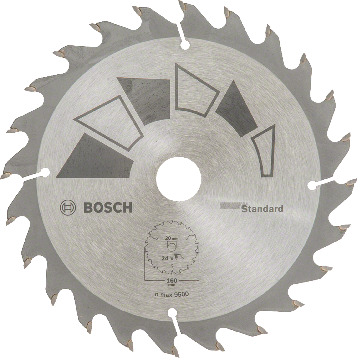 Снимка на Диск за циркуляр STANDARD за Дърво;D= 160 mm; отвор= 20 mm; Z= 24;2609256810