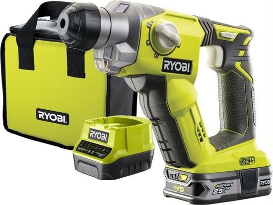 Снимка на Акумулаторен перфоратор RYOBI R18SDS-125S,18V,1.3J,2.5Ah Li-Ion, зарядно, мека чанта,5133003818