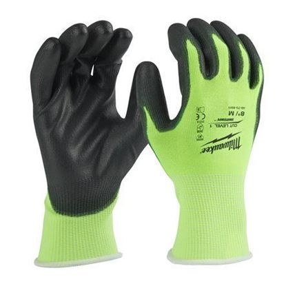 Снимка на Предпазни ръкавици с висока видимост Milwaukee HI-VIS със защита от сряз ниво-1 размер 8/M, 4932479917