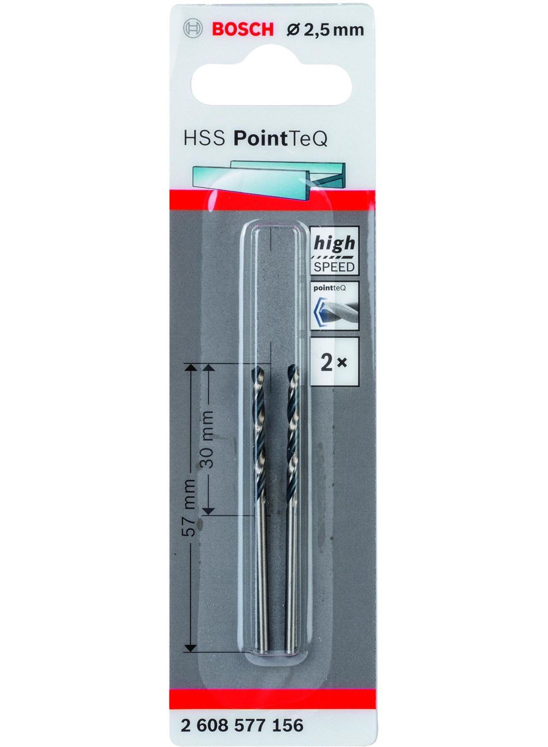 Снимка на HSS Свредло за метал PointTec 2.5mm,2 броя,2608577156,Bosch