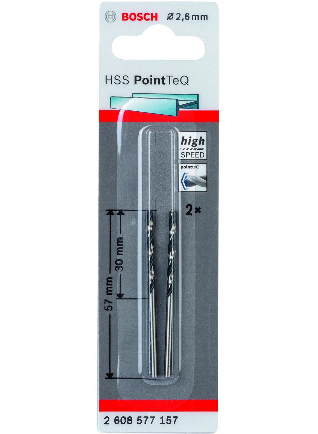 Снимка на HSS Свредло за метал PointTec 2.6mm,2 броя,2608577157,Bosch