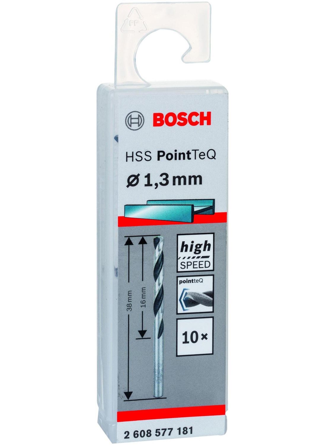 Снимка на HSS Свредло за метал PointTec 1.3mm,10 броя,2608577181,Bosch