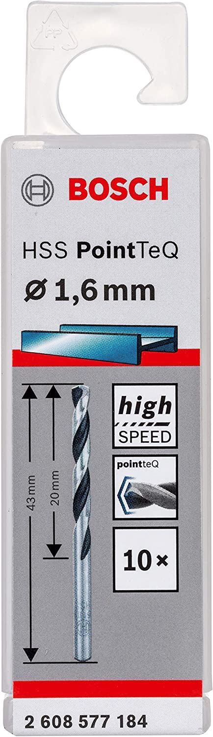 Снимка на HSS Свредло за метал PointTec 1.6mm,10 броя,2608577184,Bosch