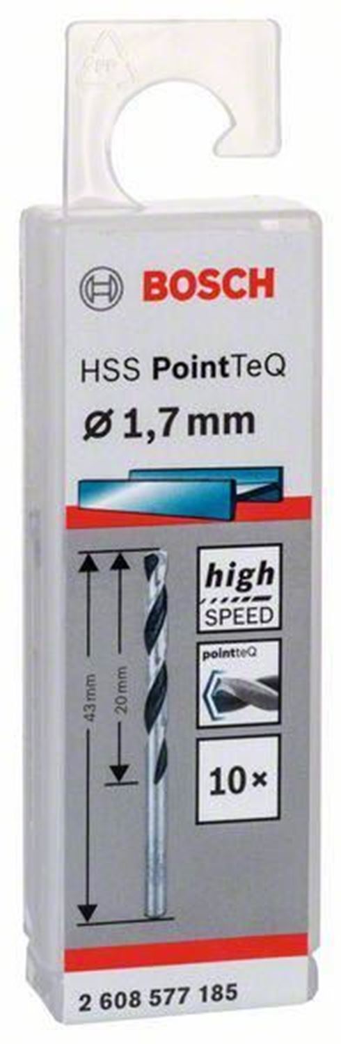 Снимка на HSS Свредло за метал PointTec 1.7mm,10 броя,2608577185,Bosch