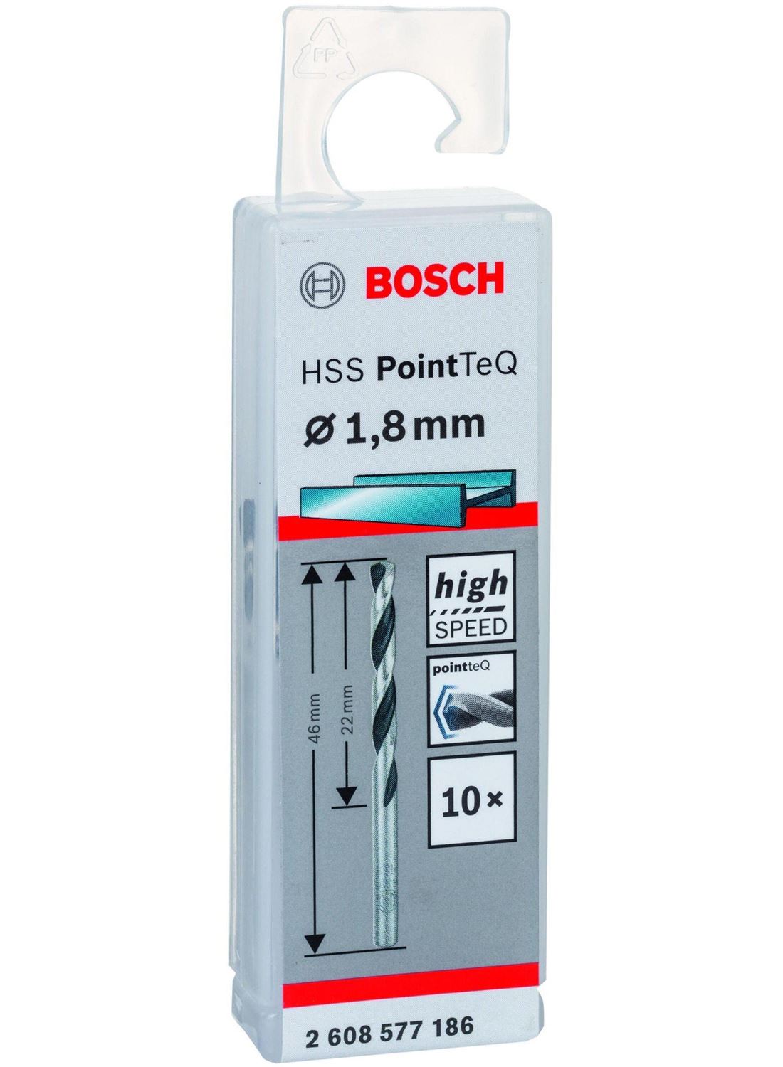 Снимка на HSS Свредло за метал PointTec 1.8mm,10 броя,2608577186,Bosch