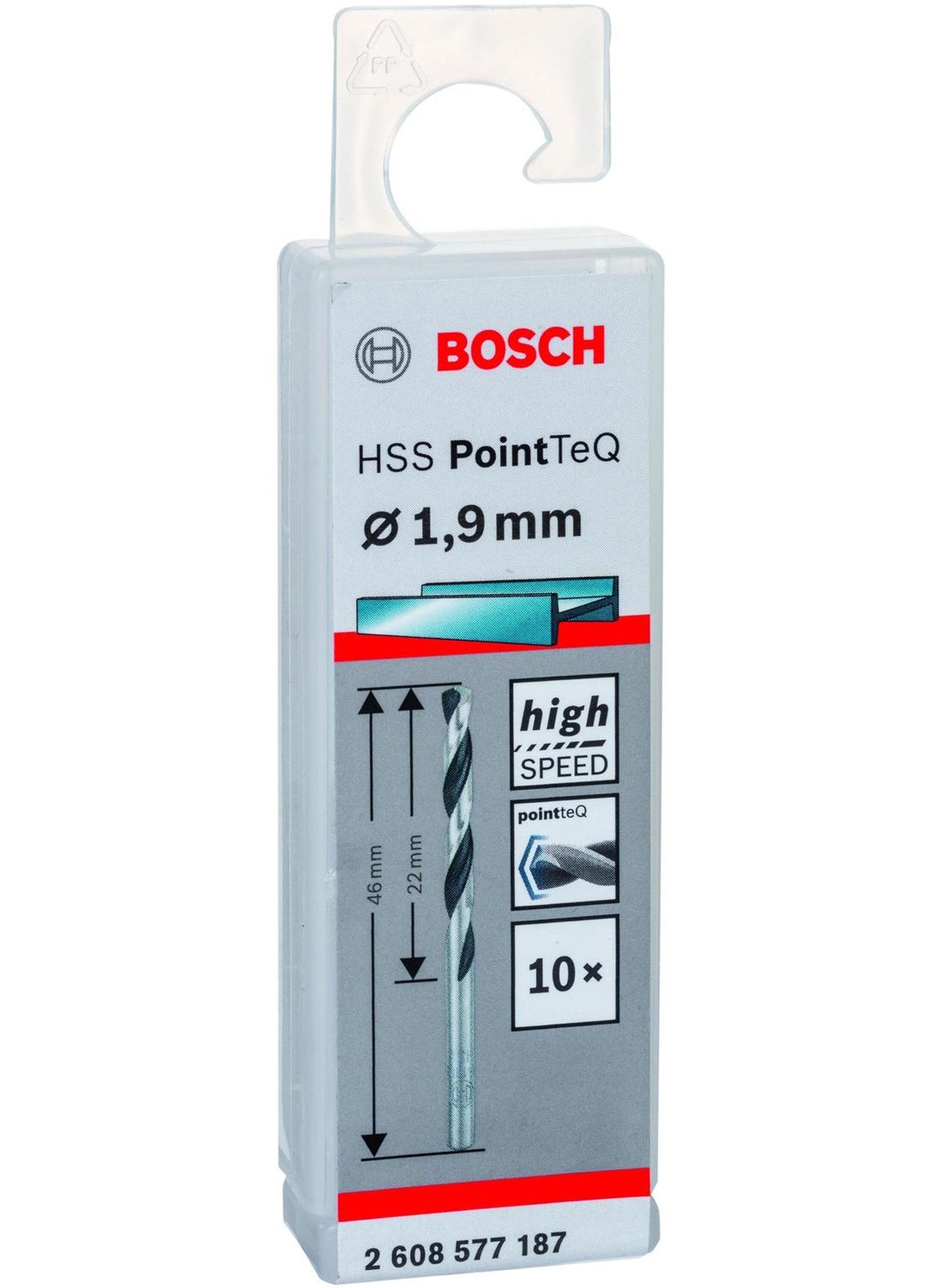 Снимка на HSS Свредло за метал PointTec 1.9mm,10 броя,2608577187,Bosch