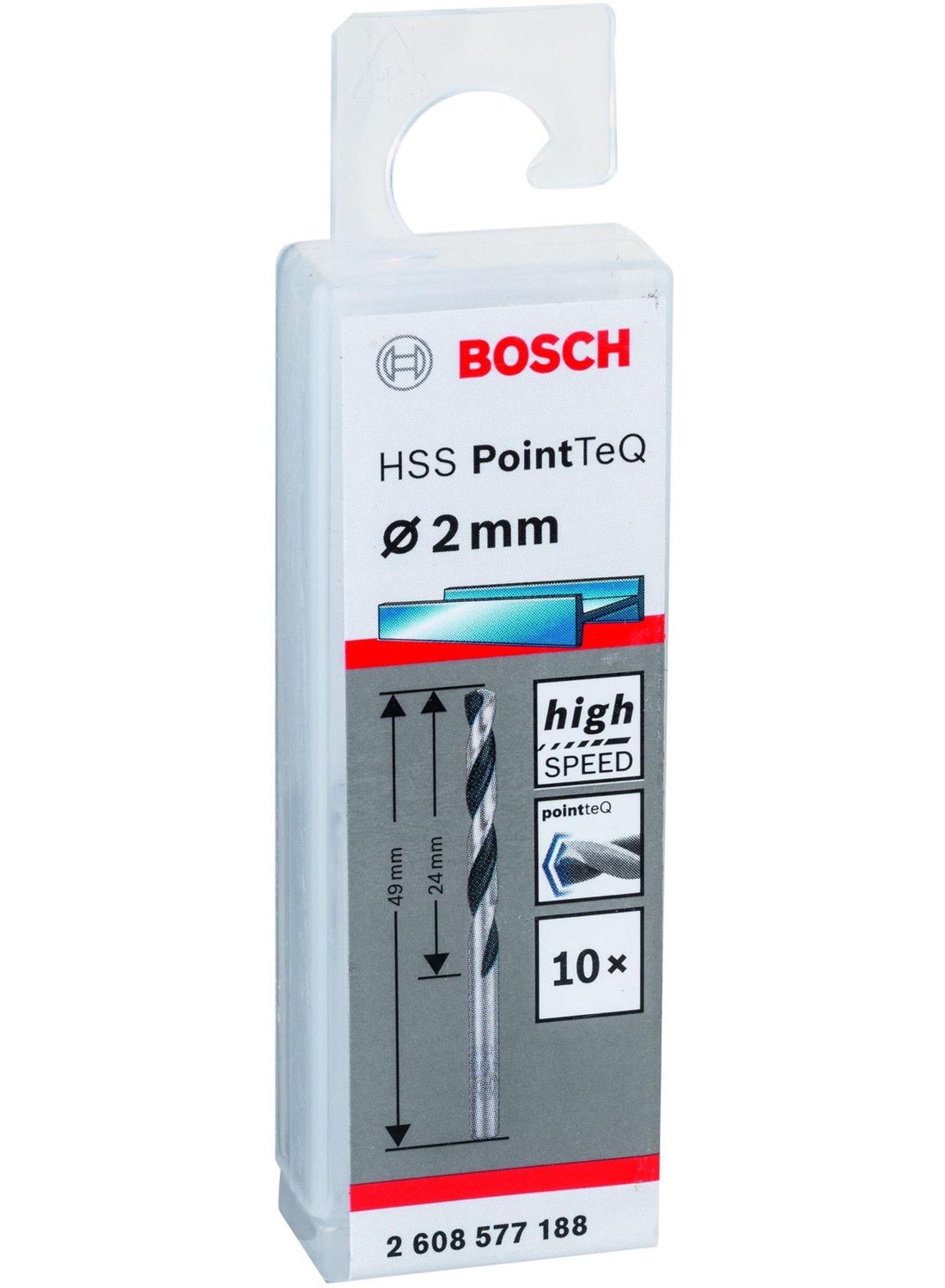 Снимка на HSS Свредло за метал PointTec 2.0mm,10 броя,2608577188,Bosch