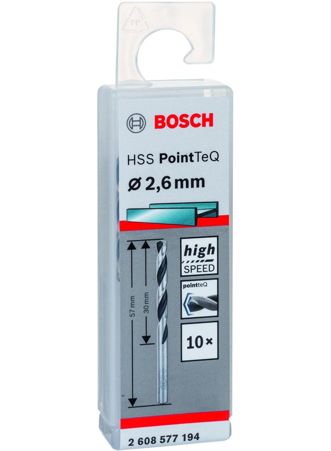 Снимка на HSS Свредло за метал PointTec 2.6mm,10 броя,2608577194,Bosch