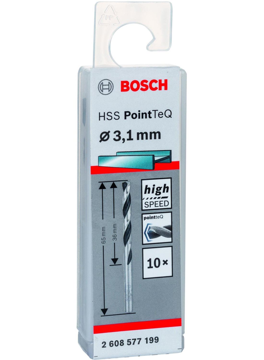 Снимка на HSS Свредло за метал PointTec 3.1mm,10 броя,2608577199,Bosch