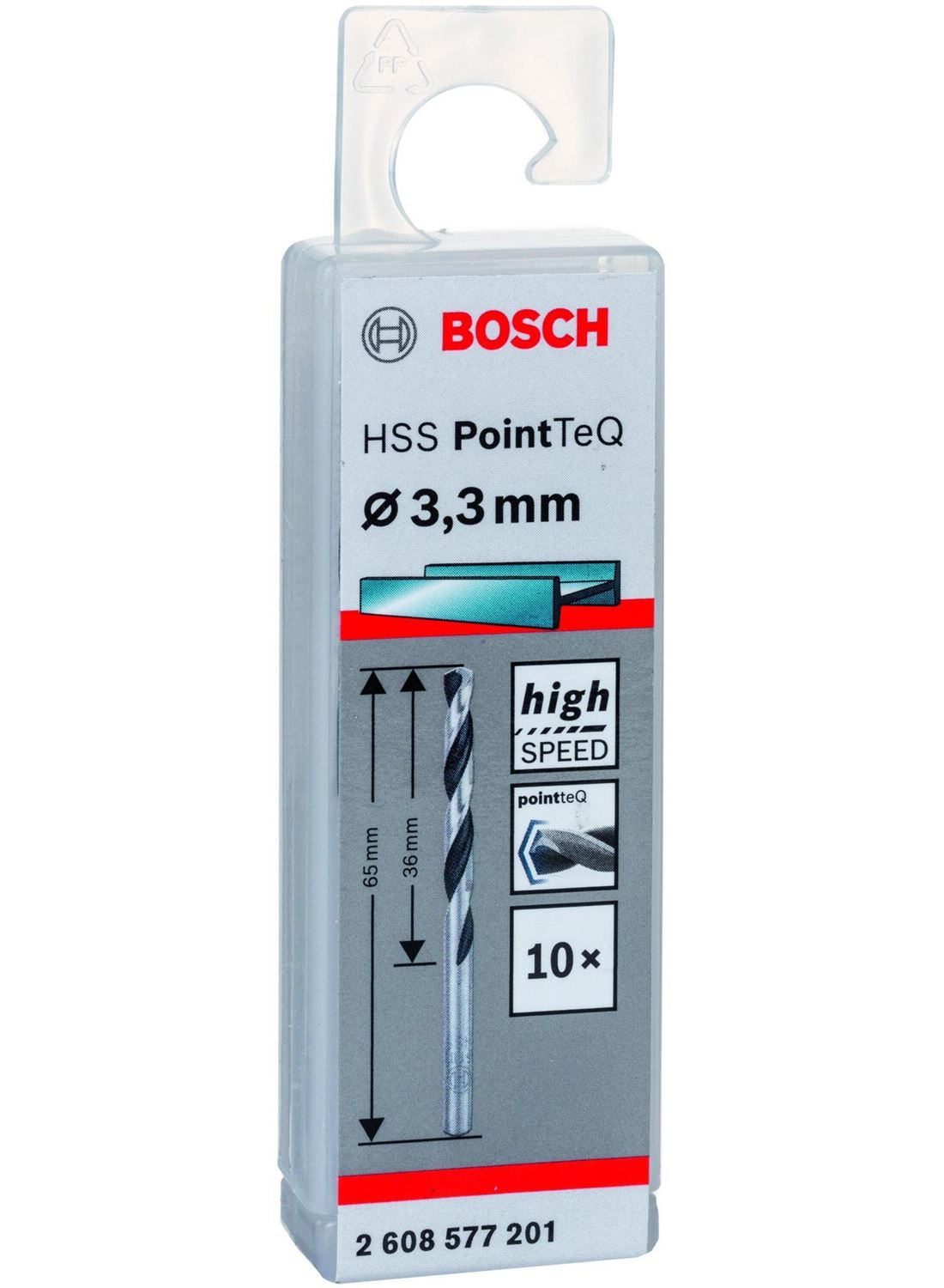 Снимка на HSS Свредло за метал PointTec 3.3mm,10 броя,2608577201,Bosch