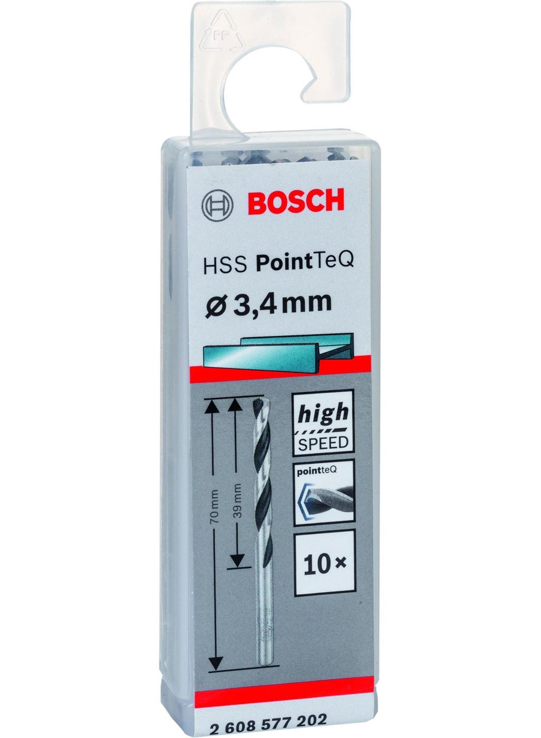 Снимка на HSS Свредло за метал PointTec 3.4mm,10 броя,2608577202,Bosch