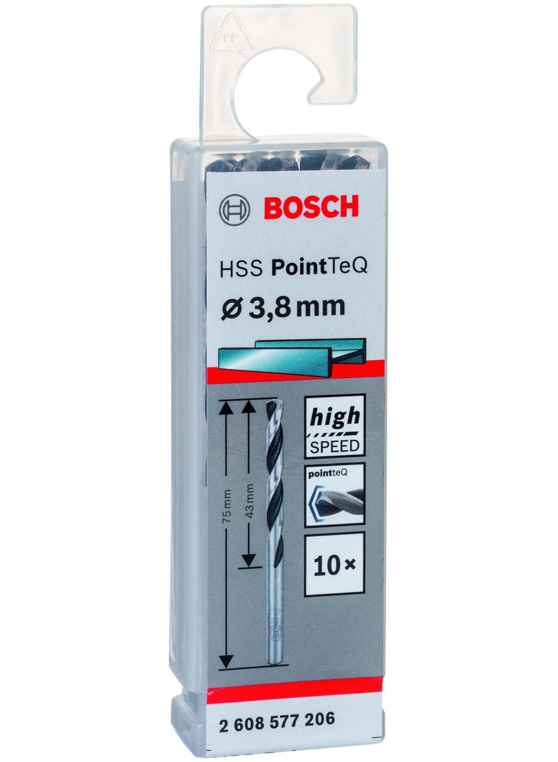 Снимка на HSS Свредло за метал PointTec 3.8mm,10 броя,2608577206,Bosch