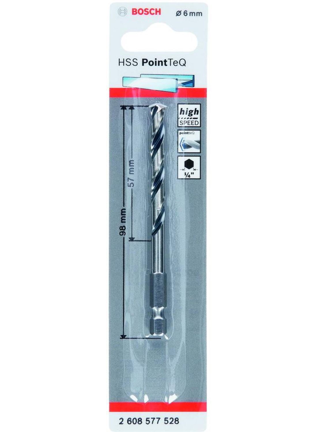 Снимка на Свредло HSS PointTeQ Hex 6.0mm,2608577528,Bosch