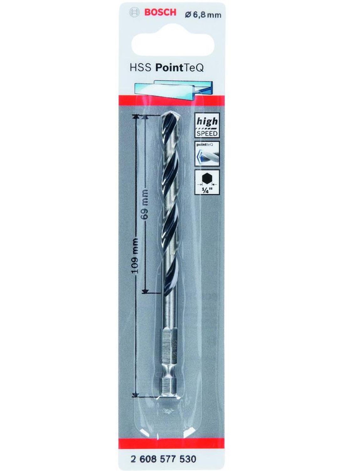 Снимка на Свредло HSS PointTeQ Hex 6.8mm,2608577530,Bosch