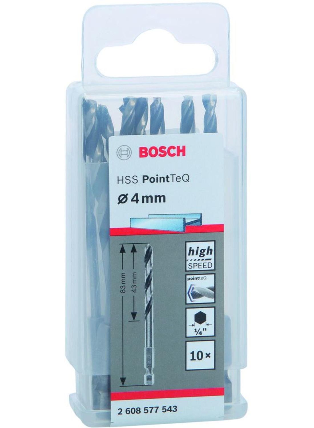 Снимка на Свредла HSS PointTeQ Hex 4.0mm,10 бр,2608577543,Bosch