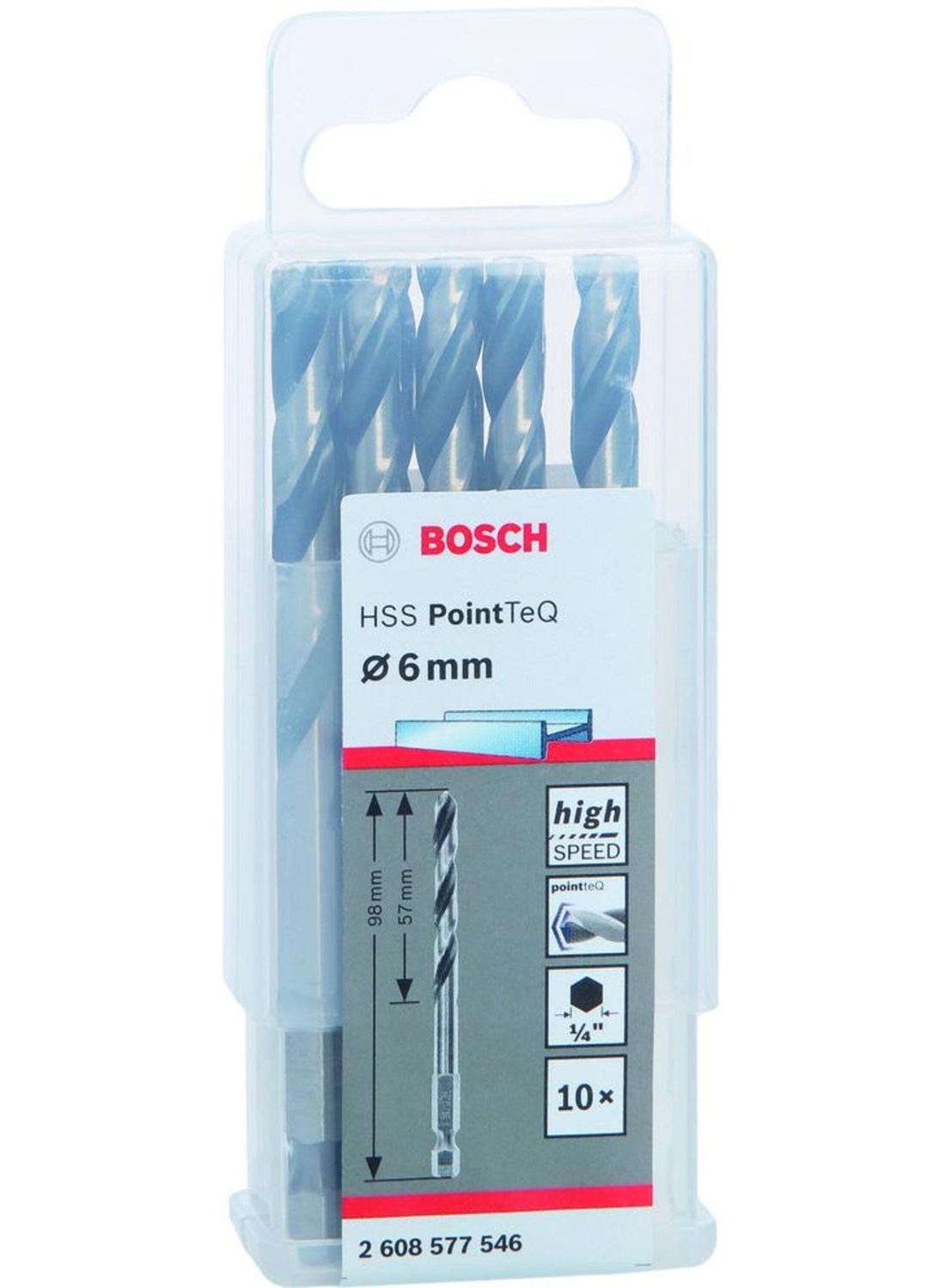 Снимка на Свредла HSS PointTeQ Hex 6.0mm,10 бр,2608577546,Bosch