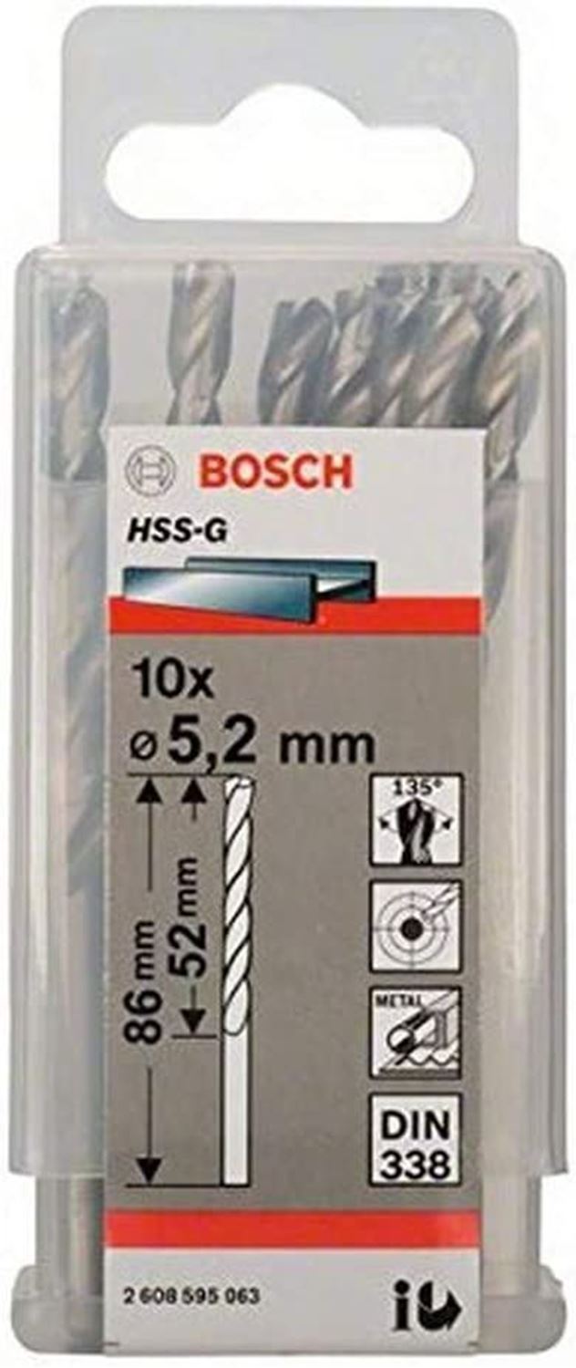 Снимка на Свредла за метал HSS-G 5,2x52x86 mm,10 броя,2608595063,Bosch