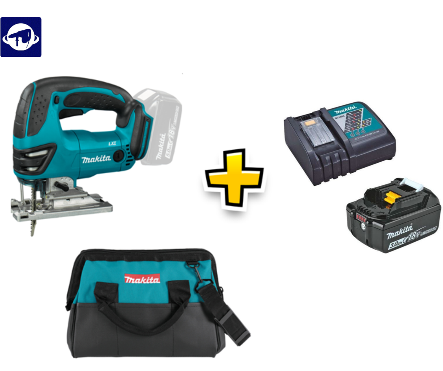 Снимка на Акумулаторен сет Makita!Трион DJV180ZX/SOLO/ + Батерия BL1830B 18V/3.0Ah + Зарядно DC18RC +Чанта за инструменти