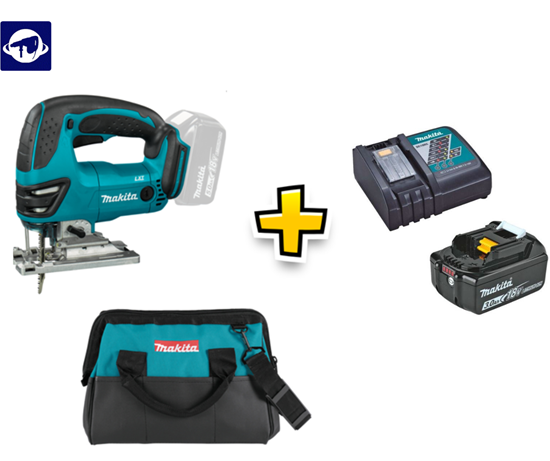Снимка на Акумулаторен сет Makita!Трион DJV180ZX/SOLO/ + Батерия BL1830B 18V/3.0Ah + Зарядно DC18RC +Чанта за инструменти