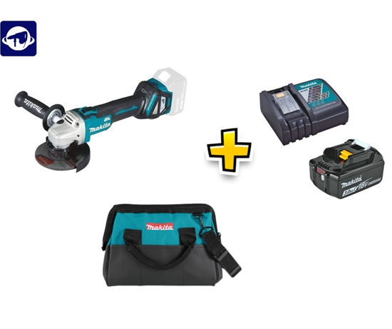 Снимка на Акумулаторен сет Makita!Ъглошлайф DGA511Z+ Батерия BL1830B 18V/3.0Ah + Зарядно DC18RC +Чанта за инструменти